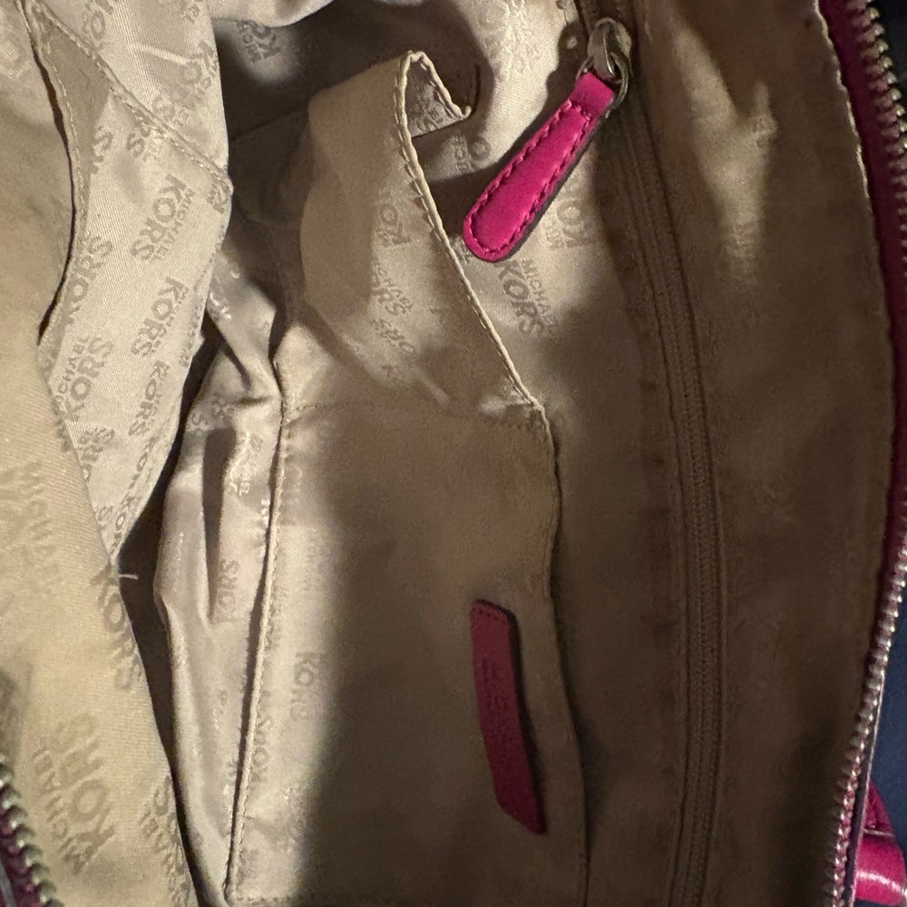 Michael Kors Pink Leather Tote Bag satchel magenta purse - Picture 9 of 9